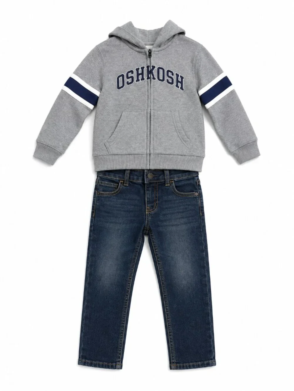 NWT OshKosh B’gosh Toddler Boys Outfit Set Size 18 Months Hoodie Jacket Jeans